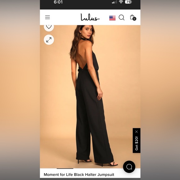 Lulu’s brand jumpsuit, black, halter, size small - Picture 5 of 6